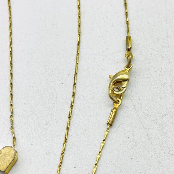 Gold Tone Heart Pendant Necklace Delicate Minimalist Chain - Picture 4 of 6